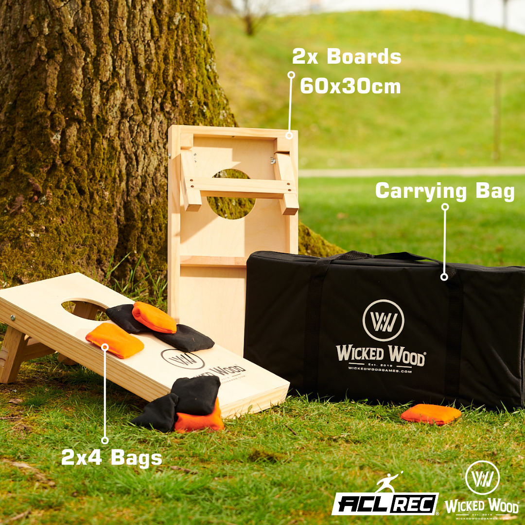 Cornhole Sæt Mini - Wicked Wood - 60x30cm - Inkl poser og bærepose